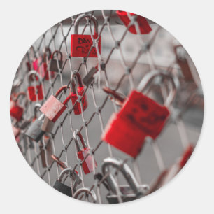 Adesivo Redondo Red Love Padlocks