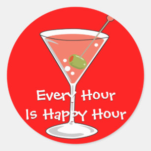 Adesivo Redondo Red Martini Sticker