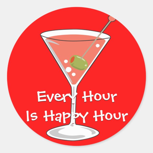 Adesivo Redondo Red Martini Sticker (Frente)