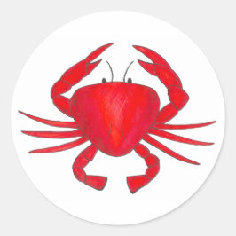 Adesivo Redondo Red Maryland Crabby Seafood Beach Stickers