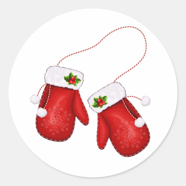 Adesivo Redondo Red Mittens (Frente)