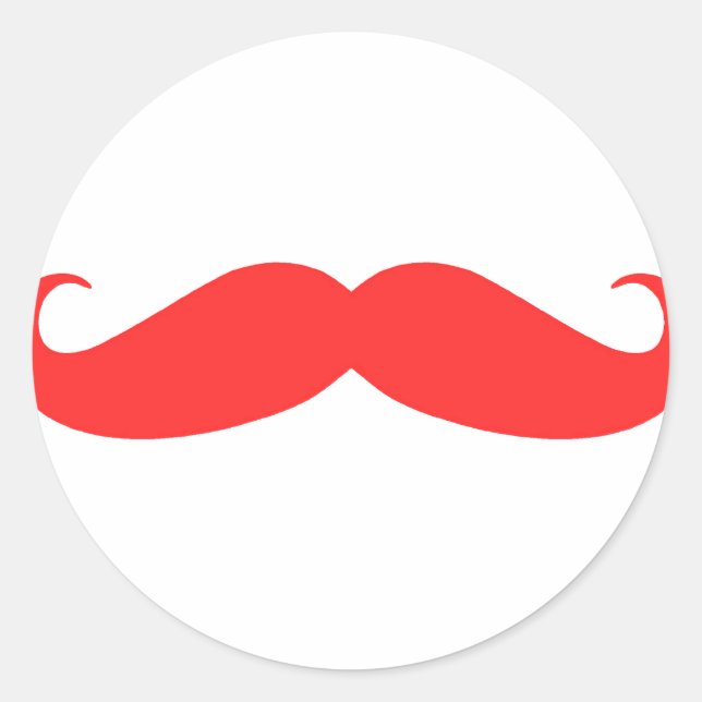 Adesivo Redondo Red Mustache Stache para o Natal (Frente)