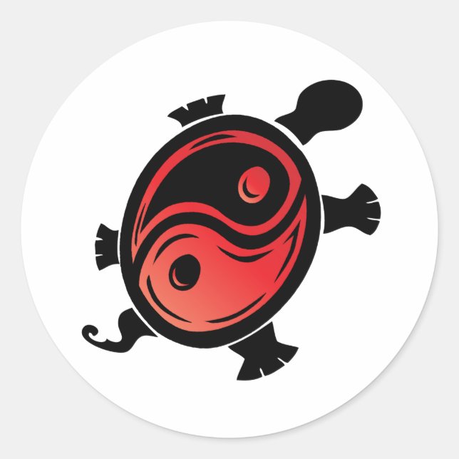 Adesivo Redondo Red-n-Black-Yin-Yang-Turtle (Frente)