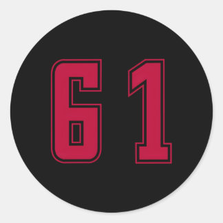 Adesivo Redondo Red Número 61 Equipe Esportivo Júnior Uniforme Num