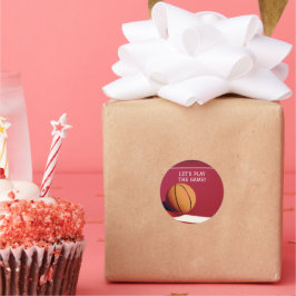 Adesivo Redondo Red Orange, basquete clássico, colante redondo