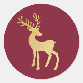 Adesivo Redondo Red & Ouro Reindeer Moderno Minimalista