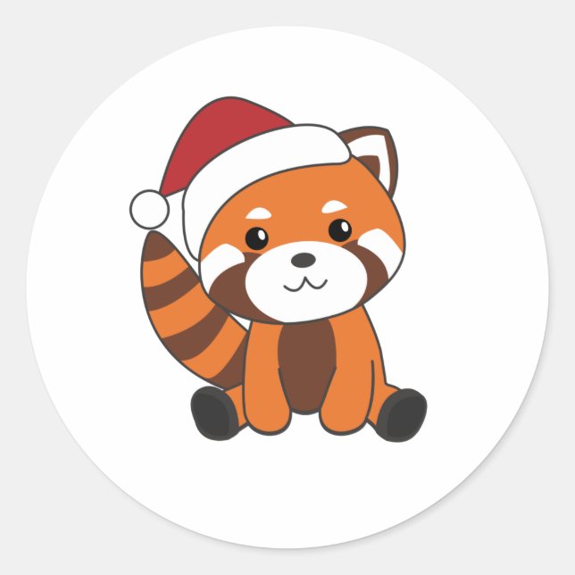 Adesivo Redondo Red Panda Christmas Snow Winter Animais Pandas (Frente)