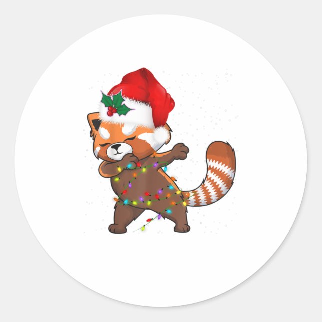 Adesivo Redondo Red Panda Dabbing Natal (Frente)