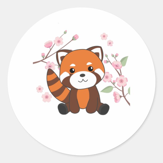 Adesivo Redondo Red Panda Doce Animais Para Kawaii Kawaii (Frente)