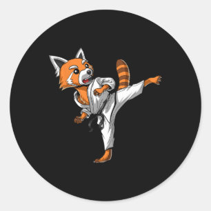 Adesivo Redondo Red Panda Karate Ninja Artes Marciais Tae