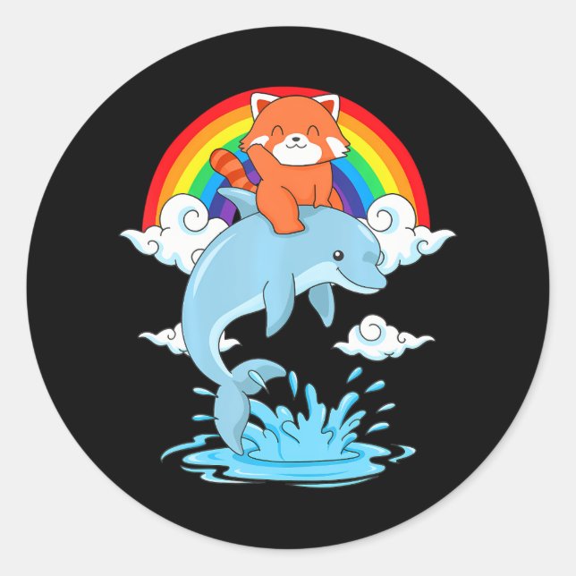 Adesivo Redondo Red Panda Kawaii Red Panda Dolphin Red Panda (Frente)