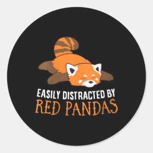 Adesivo Redondo Red Panda Love Facilmente Distraido Por Pandas Ver