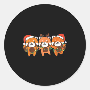 Adesivo Redondo Red Panda Natal Animais Frescos e Vermelhos