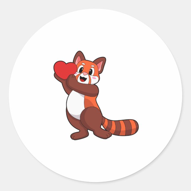 Adesivo Redondo Red Panda no Love with Heart.PNG (Frente)