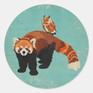 Adesivo Redondo Red Panda & Owl Sticker