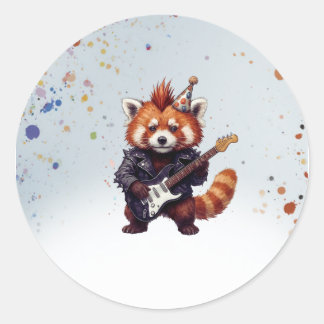 Adesivo Redondo Red Panda Rocker Birthday Sticker