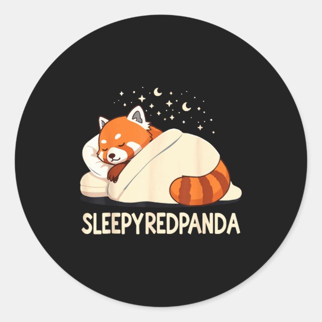 Adesivo Redondo Red Panda Sleep Pajamas  (Frente)