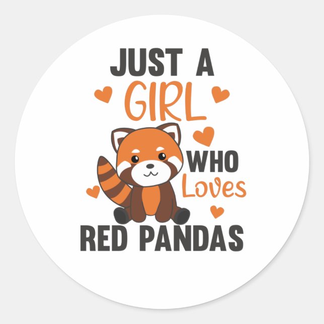 Adesivo Redondo Red Pandas Girl ama Red Panda Kawaii Cuecas (Frente)