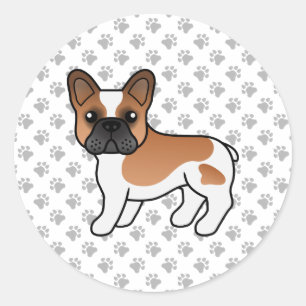 Adesivo Redondo Red Piebald French Bulldog Cute Cartoon Dog