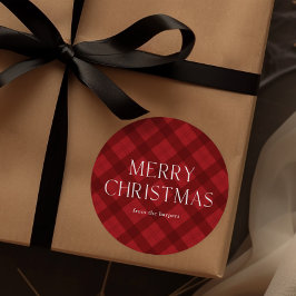 Adesivo Redondo Red Plaid Merry Christmas 
