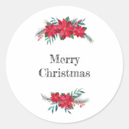 Adesivo Redondo Red Poinsettia Wreath