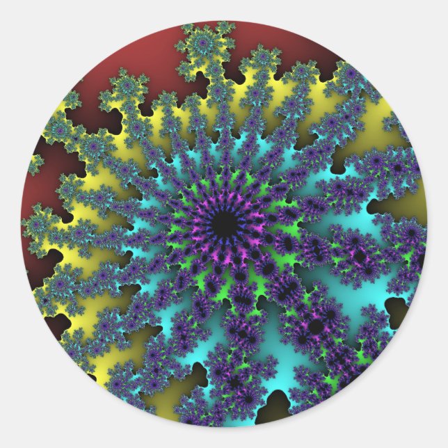 Adesivo Redondo Red Rainbow Burst (Frente)