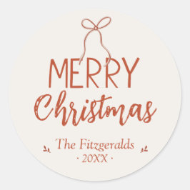 Adesivo Redondo Red Ribbon Feliz Natal Personalizado