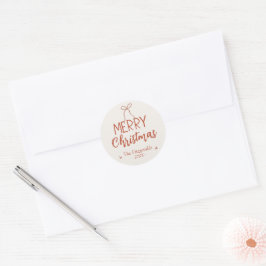 Adesivo Redondo Red Ribbon Feliz Natal Personalizado