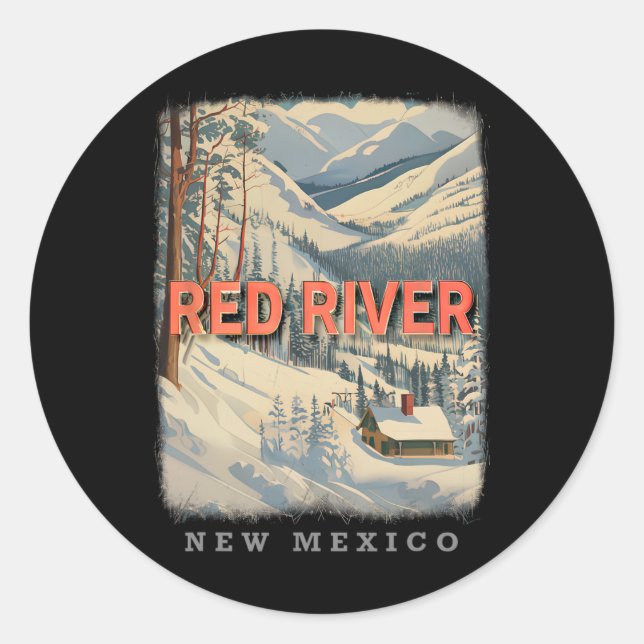 Adesivo Redondo Red River New Mexico Nm Skiing Extravaganza Sd778 (Frente)