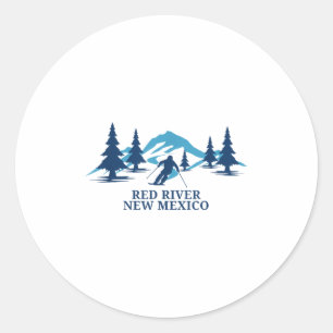 Adesivo Redondo Red River New Mexico Ski Resort Skiier _1