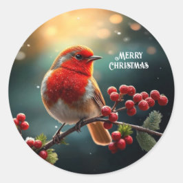 Adesivo Redondo Red Robin Holiday Sticker