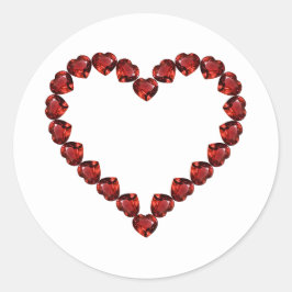 Adesivo Redondo Red Ruby Gemstone Heart