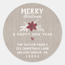Adesivo Redondo Red Rustic Felry Endereço de devolução de Natal