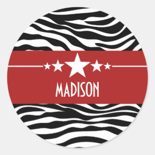 Adesivo Redondo Red Sassy Star Zebra Stickers
