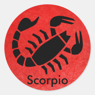 Adesivo Redondo Red Scorpio Horoscope Zodiac Astrology Sticker