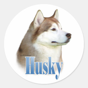 Adesivo Redondo Red Siberian Husky Name - Sticker