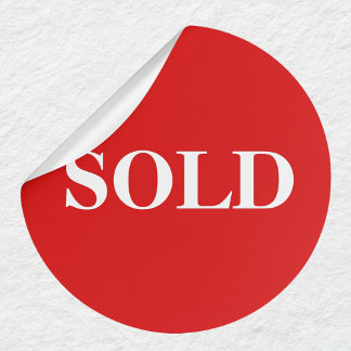 Adesivo Redondo Red SOLD Label Bold Business Sticker