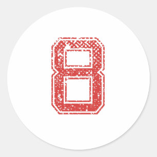 Adesivo Redondo Red Sports Jerzn Número 8