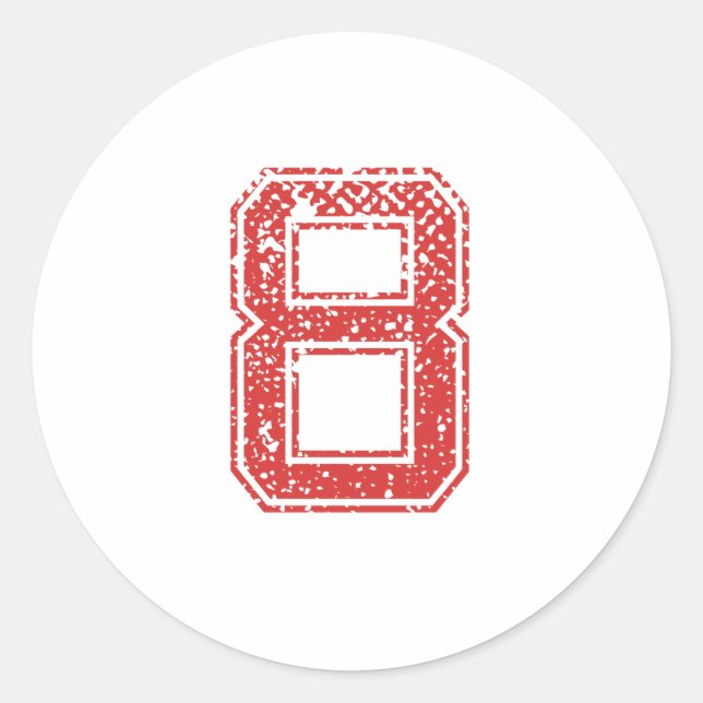 Adesivo Redondo Red Sports Jerzn Número 8 (Frente)