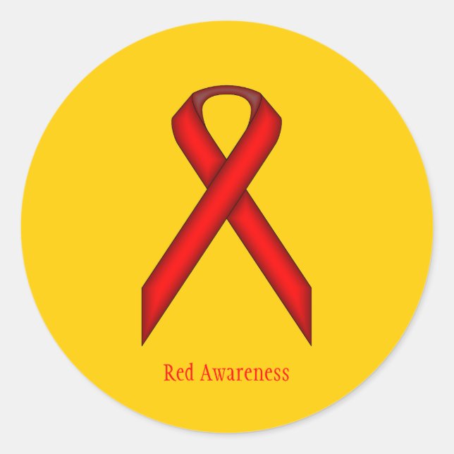 Adesivo Redondo Red Standard Ribbon por Kenneth Yoncich (Frente)