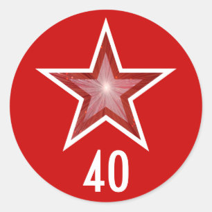 Adesivo Redondo Red Star: "40" colante vermelho