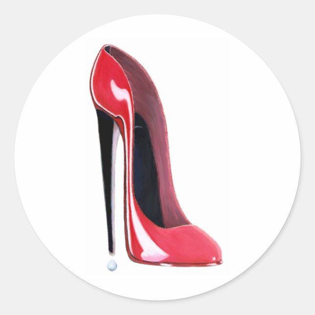 Adesivo Redondo Red Stiletto High Heel Calçado Art (Frente)