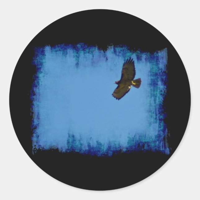Adesivo Redondo Red Tailed Hawk em Voo (Frente)