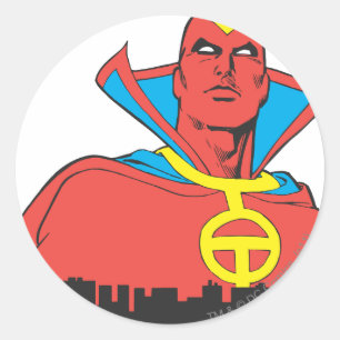 Adesivo Redondo Red Tornado Atrás da Cityscape