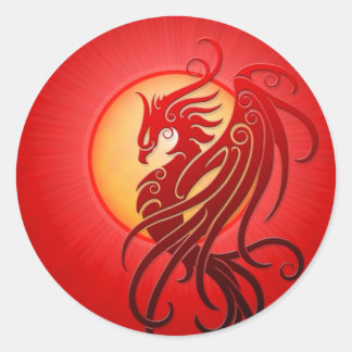 Adesivo Redondo Red Tribal Phoenix