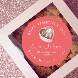 Adesivo Redondo Red Valentine's Day Heart Chocolate Bakery Modern