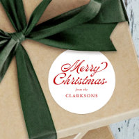 Red Vintage Script Modern Felry Christmas
