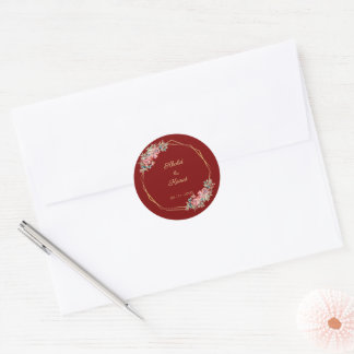 Adesivo Redondo Red wedding envelop seal favour stickers editable