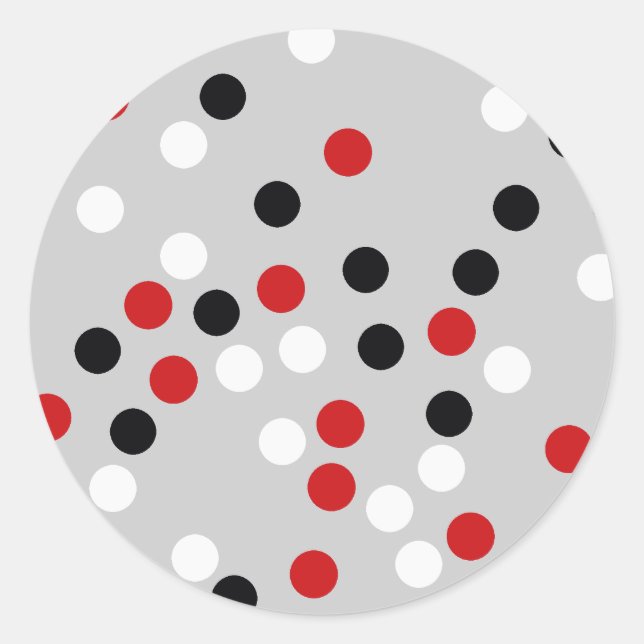 Adesivo Redondo red white black dots pattern (Frente)
