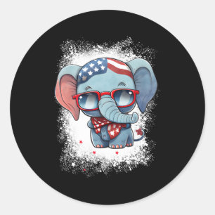 Adesivo Redondo Red White Blue Elephant American Flag 4 De Julho